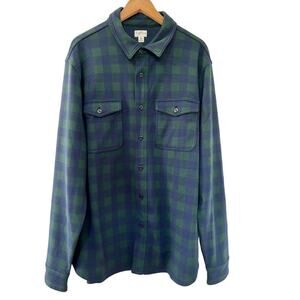 J Crew Seaboard Soft Knit Shirt Size XL Navy Plaid Cabincore Lumberjack Men’s